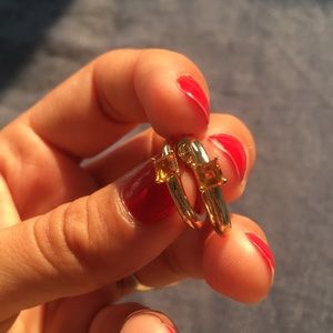Mejuri gold vermeil earrings with orange gemstone